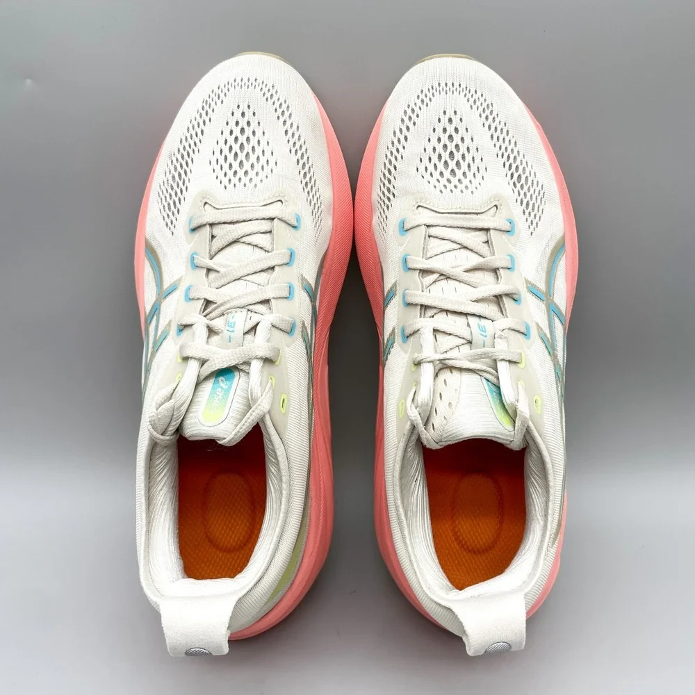 ASICS Womens 11 Gel Kayano 31 Road Running Shoes White Coral Sporty Gym Training